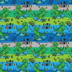 Skateboard-T-Rex-Muster Geschenkpapier 100x70cm