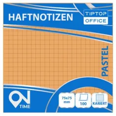 Spirit: Kariertes pastell-oranges 100-Blatt-Haftnotizblock 75x75mm