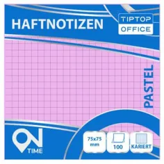 Spirit: Kariertes pastellrosa 100-Blatt selbstklebendes Notizblock 75x75mm