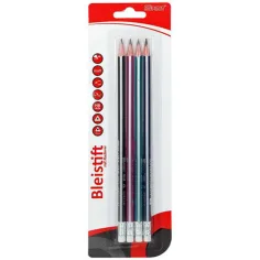 Spirit: Matt dreieckiger Graphitstift mit Radierer 4er Set