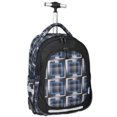 Spirit: Trolley schwarz-blau gemusterter Schulrucksack Bild 2
