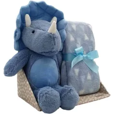 SweetDreams: Decke und Plüsch-Triceratops in blauer Farbe Bild 1