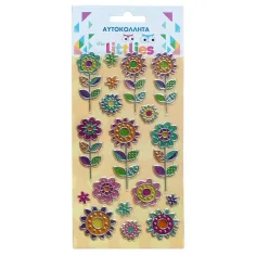 The Littlies: Blumen 3D Puff-Aufkleber-Set auf 10x22cm Bogen