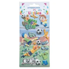 The Littlies: Fußballmuster 3D Puffaufkleber Set 10x22cm auf Bogen