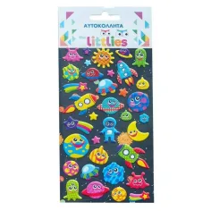 The Littlies: Raumschiff-Muster 3D-Puff-Aufkleber-Set 10x22cm auf Bogen