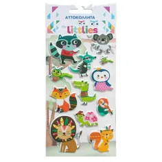 The Littlies: Tier 3D Puff-Aufkleber Set 10x22cm auf Blatt