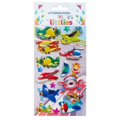 The Littlies: Flugzeug 3D Puff-Aufkleber Set 10x22cm Bogen
