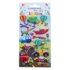 The Littlies: Bunte Fahrzeuge 3D Puff-Aufkleber Set 10x22cm auf Blatt