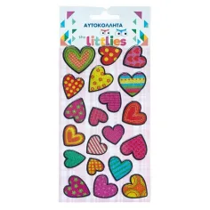 The Littlies: Bunte Herzmuster 3D-Puffy-Sticker-Set auf 10x22cm Bogen