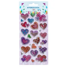The Littlies: Buntes Herzmuster 3D-Puffy-Sticker-Set auf 10x22cm Bogen