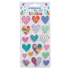 The Littlies: Mehrgrößiges Herz 3D Puff-Sticker-Set auf 10x22cm Bogen