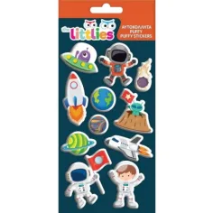 The Littlies: Weltraum 3D Puffy Sticker Set auf einem 10x22cm Bogen