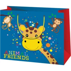 Tierfreunde Muster große Geschenktasche 33x26,7x13,7cm