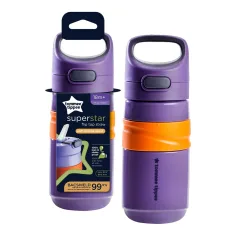 Tommee Tippee: Superstar Flip-Top-Trinkbecher mit Strohhalm in lila 500ml (18 Monate+)