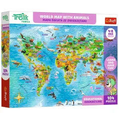 Treflik Weltkarte mit Tieren lehrreich 104-teiliges Puzzle - Trefl Bild 1