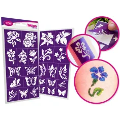 TyToo: Blumen Glitzer Tattoo Schablonen Set 24 Stück
