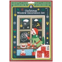 Weihnachtliches Fensterdekorationsset mit 3 Schablonen, 4 Filzstiften A4