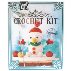 Weihnachtliches Häkelset Schneemann Figur 16x9x18cm Bild 1