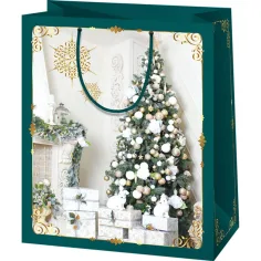 Weihnachtsbaum-Muster große exklusive Geschenktasche 27x14x33cm