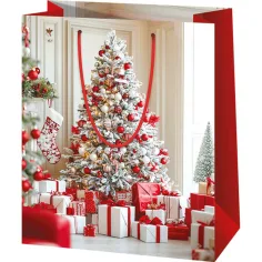 Weiße Weihnachtsbaum mittlere Geschenktasche 18x23x10cm