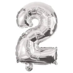Zahlreiche Folienballons in Silber – Zahl 2, 86 cm