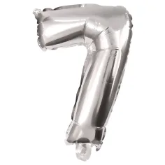 Zahlreiche Folienballons in Silber – Zahl 7, 86 cm