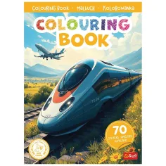 Zug- und Flugzeugmalbuch mit Aufklebern - Trefl