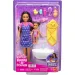 Barbie-Puppe im herzchenverzierten Kleid Babysitter-Spielset – Mattel