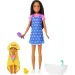 Barbie-Puppe im herzchenverzierten Kleid Babysitter-Spielset – Mattel