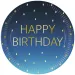 Blauer "Happy Birthday" Pappteller 8er-Set 23cm