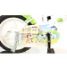 Bluey 12" Kinderfahrrad mit Flaschenhalter und Stützrädern in Weiß-Blau-Grün – Dino Bikes Fahrrad
