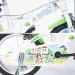 Bluey 14" Kinderfahrrad mit Flaschenhalter und Stützrädern in Weiß-Blau-Grün – Dino Bikes Fahrrad
