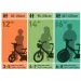 Bluey 14" Kinderfahrrad mit Flaschenhalter und Stützrädern in Weiß-Blau-Grün – Dino Bikes Fahrrad