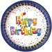 Bunte Geburtstag "Happy Birthday" beschriftete Pappteller 8er-Set 20cm.