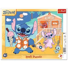 Disney Stitch am Strand – 25-teiliges Rahmenpuzzle - Trefl