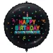 Geburtstags-Folienballon – mit „Happy Birthday“-Aufschrift, torten-konfetti, auf schwarzem Hintergrund, 46 cm