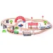 Holzeisenbahn mit batteriebetriebener Lokomotive, 60-teiliges Set - Woodyland