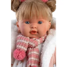 Llorens: Alexandra, 42 cm große weinende Babypuppe mit Schnuller in einem Outfit mit Tiermotiven. Bild 2