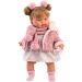 Llorens: Alexandra, 42 cm große weinende Puppe mit Schnuller im rosafarbenen Mantel.
