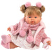 Llorens: Alexandra, 42 cm große weinende Puppe mit Schnuller im rosafarbenen Mantel.
