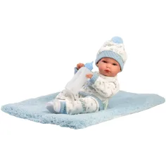 Llorens: Bimbo, 35 cm große Neugeborenenpuppe mit Babyflasche und Decke. Bild 1