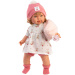 Llorens: Carla, 42 cm große weinende Puppe mit Schnuller und Mütze mit Herzchen.