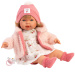 Llorens: Carla, 42 cm große weinende Puppe mit Schnuller und Mütze mit Herzchen.