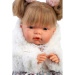 Llorens: Joelle, 38 cm große weinende Puppe mit Schnuller im weißen Mantel.