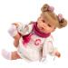 Llorens: Júlia, 42 cm große weinende Puppe mit Schnuller in einem Rock mit Schleife.