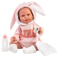Llorens: Lina, 45 cm große weinende Babypuppe im Baby-Outfit mit Hasenohren Bild 1