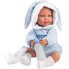 Llorens: Lino, 45 cm große, weinende Babypuppe in Baby-Kleidung mit Hasenohren Bild 1