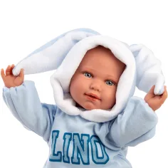 Llorens: Lino, 45 cm große, weinende Babypuppe in Baby-Kleidung mit Hasenohren Bild 4