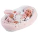Llorens: Mimi 42 cm weinendes Mädchenpuppe in rosa Kleidung mit Wiege