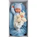 Llorens: Nico 40 cm großes Neugeborenes mit Teddybär und blauem Bettchen